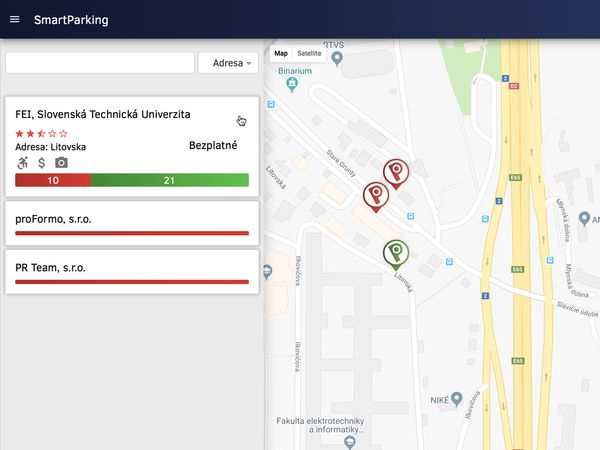 smart parking je projekt študentov STU, ktorý riši parkovanie