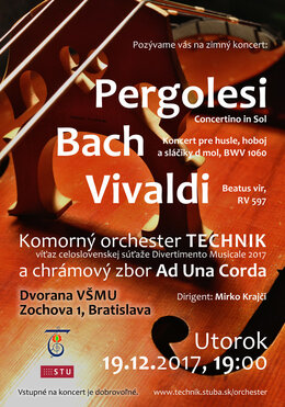 Pozvánka na Zimný koncert Komorného orchestra Technik STU