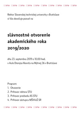 Slávnostné otvorenie akademického roka 2019/20