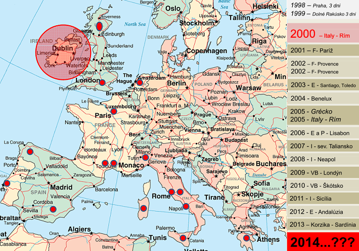 Mapa histórie exkurzií